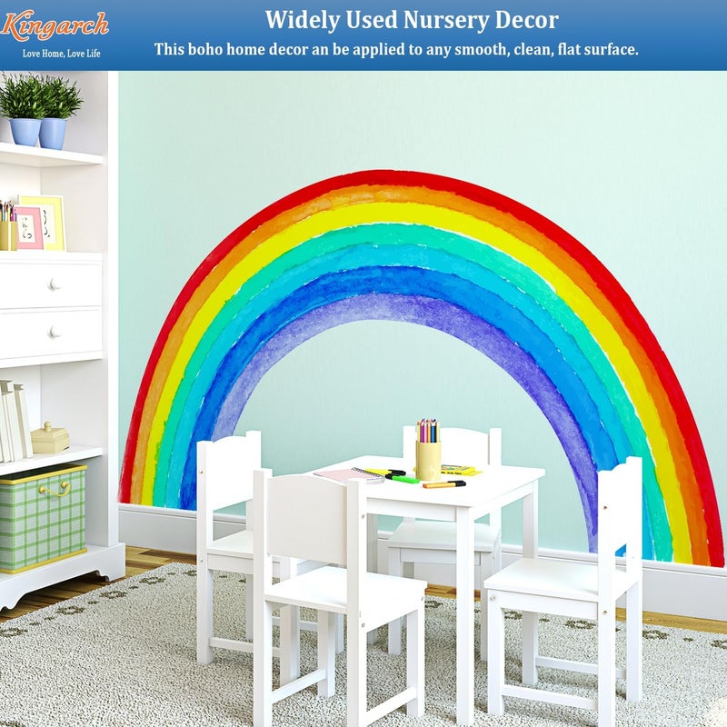Kingarch Large Watercolor Rainbow Wall Decals, Colorful Peel and Stick Vinyl Nursery Wall Decor, Removable Home Room Wall Decor Murals Stickers for Kids Girls Toddler Bedroom Living Room Playroom - Image 3